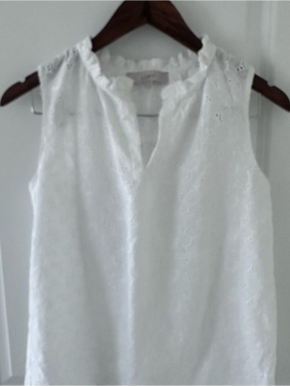 White Eyelet Sleeveless Blouse